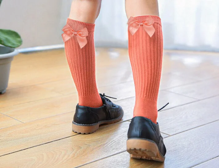 Bolero 3'lü Dizaltı Fiyonklu Çocuk Çorabı