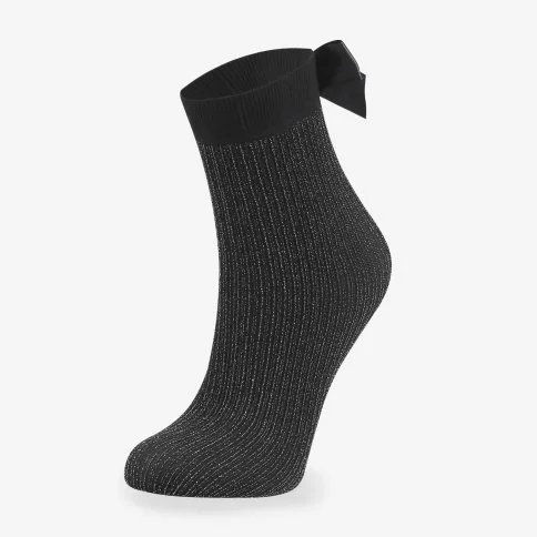 Bolero Kurdelalı Kadın Siyah Simli Soket Çorap - N10