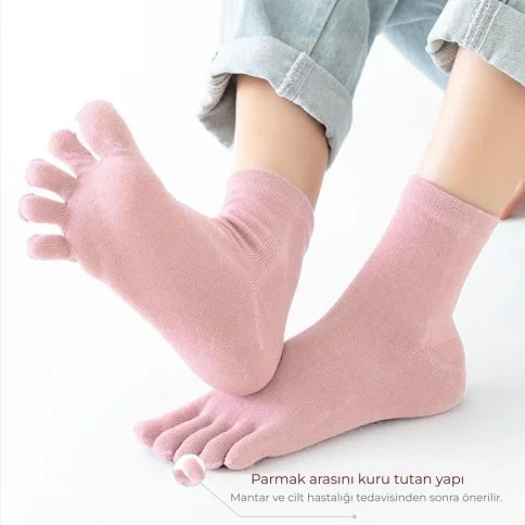 Bayan Pembe Parmak Çorap - B24