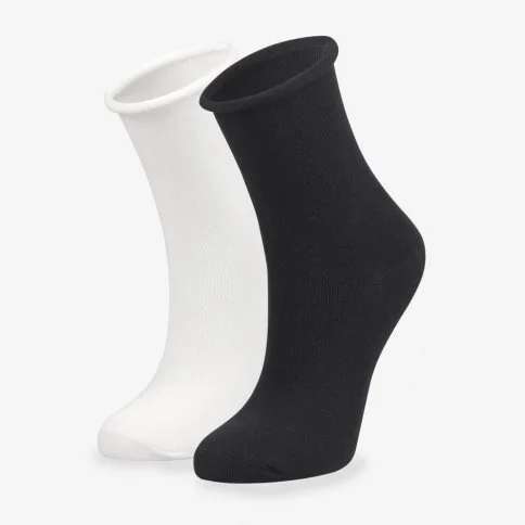 Bolero 2-Pack Roll Top Women's Organic Socks Black White