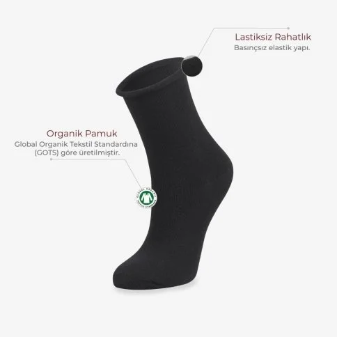 Bolero 2-Pack Roll Top Women's Organic Socks Black White