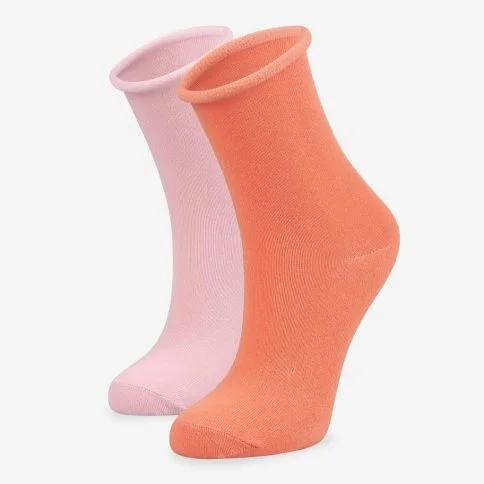 Bolero 2-Pack Roll Top Women's Organic Socks Pink Coral