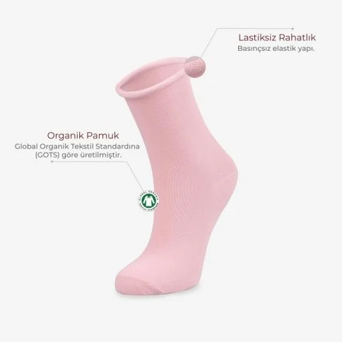 Bolero 2-Pack Roll Top Women's Organic Socks Pink Coral