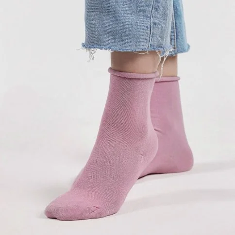 Bolero 2-Pack Roll Top Women's Organic Socks Rose Beige