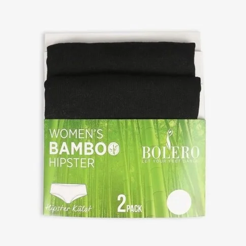 Bolero 2-Pack Women's Black Bamboo Seamless Hipster Panties