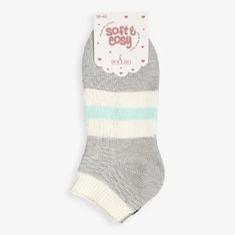 Bolero 2'li Kabartma Desenli Kadın Kışlık Patik Çorap - B96