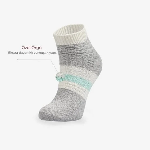 Bolero 2'li Kabartma Desenli Kadın Kışlık Patik Çorap - B96