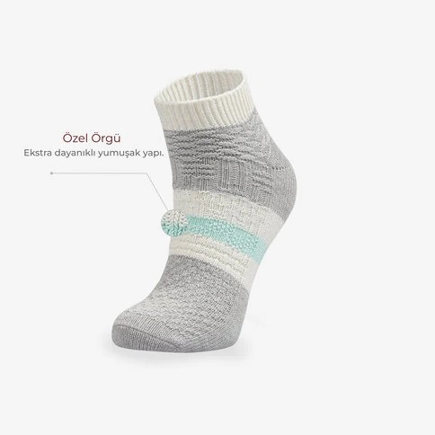 Bolero 2'li Kabartma Desenli Kadın Kışlık Patik Çorap
