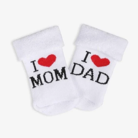 Bolero 2'li Kışlık Bebek Çorabı I Love Dad and Mum - C40