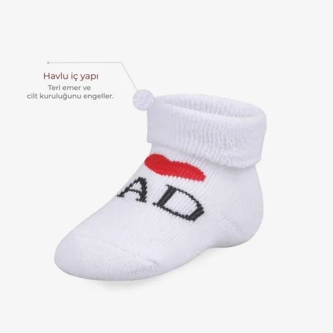 Bolero 2'li Kışlık Bebek Çorabı I Love Dad and Mum - C40