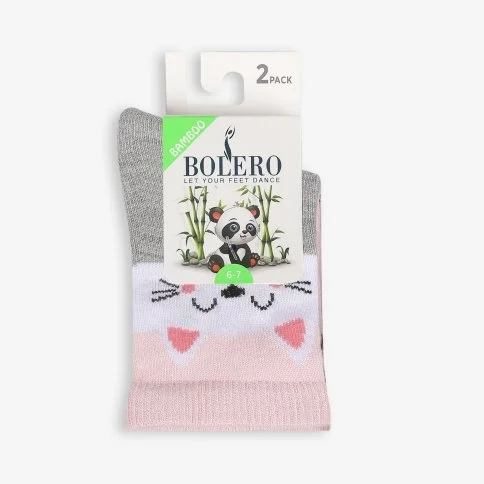 Bolero 2'li Kız Çocuk Soket Bambu Çorap Cat - C35