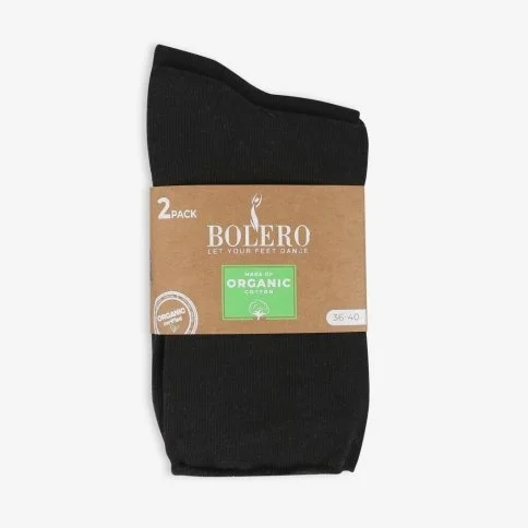 Bolero 2'li Roll Top Lastiksiz İz Yapmayan Kadın Siyah Organik Çorap - B69