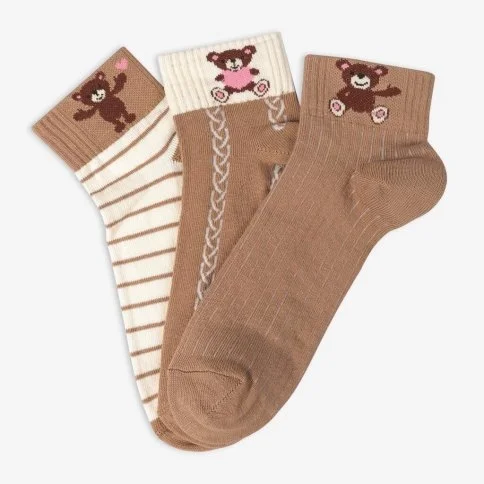 Bolero 3-Pack Embroidered Teddy Bear Socks