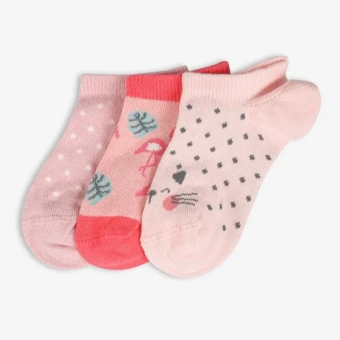 Bolero 3-Pack Girl Invisible Short Booties Pink Socks
