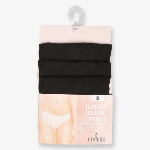Bolero 3-Pack Women's Plain Black Slip Panties