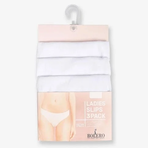 Bolero 3-Pack Women's Plain White Slip Panties