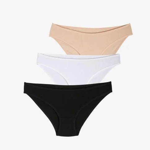 Bolero 3-Pack Women's Straight Slip Panties Black White Skin