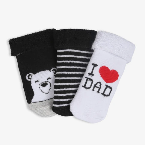 Bolero 3'lü Erkek Bebek Havlu Kışlık Çorap Siyah