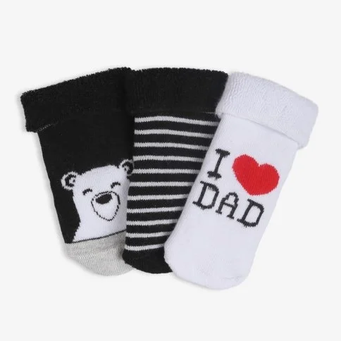 Bolero 3'lü Erkek Bebek Havlu Kışlık Çorap Siyah - C49