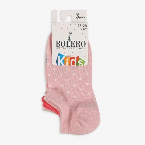 Bolero 3'lü Kız Çocuk Görünmez Kısa Patik Pembe Çorap - C55
