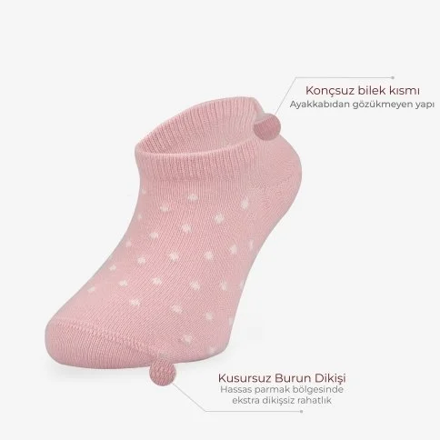 Bolero 3'lü Kız Çocuk Görünmez Kısa Patik Pembe Çorap - C55