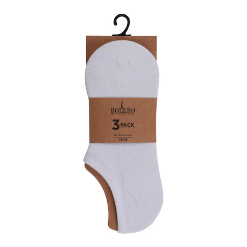 Bolero 3'lü Premium Beyaz Görünmez Kısa Patik Çorap