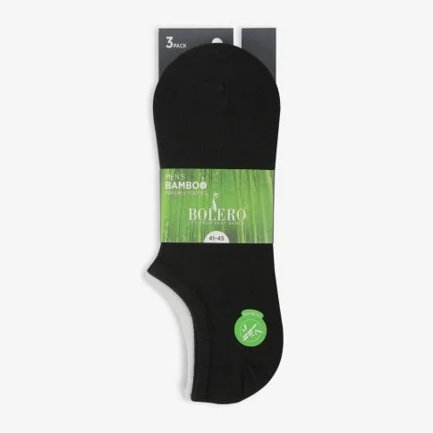 Bolero 3'lü Premium Görünmez Bambu Siyah Kısa Patik Çorap - E15