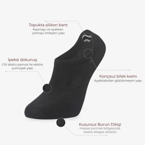 Bolero 3'lü Premium Görünmez Kısa Patik Çorap - E30