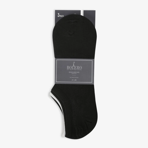 Bolero 3'lü Premium Siyah Görünmez Kısa Patik Çorap