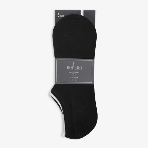 Bolero 3'lü Premium Siyah Görünmez Kısa Patik Çorap - E30