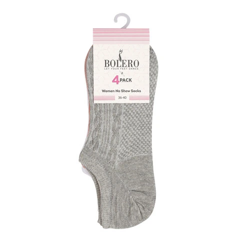 Bolero 4-Pack Women Embossed Patterned Invisible Summer Short Socks