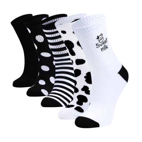  Bolero 5-Pack Cow Patterned Black and White Socks