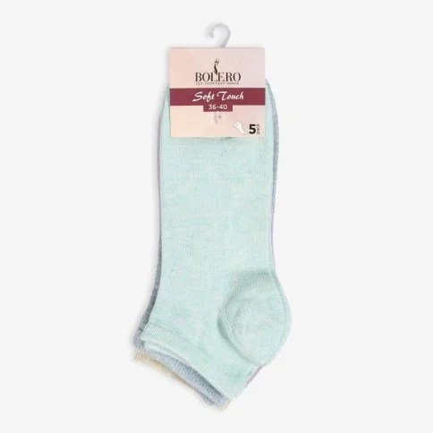 Bolero 5'li Soft Renkli Yazlık Düz Kadın Patik Çorap - B72