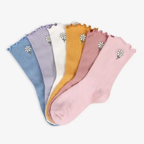 Bolero 6-Pack Daisy Embroidered Frilly Women's Socks