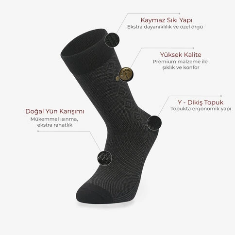 Bolero 6-Pack Men's Patterned Luxury Wool Socks