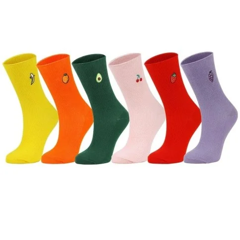 Bolero 6'lı Nakışlı Meyveli Renkli Kadın Çorabı - B75