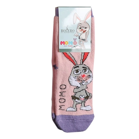 Bolero Akıllı Tavşan Momo Kız Çocuk Pembe Çorap