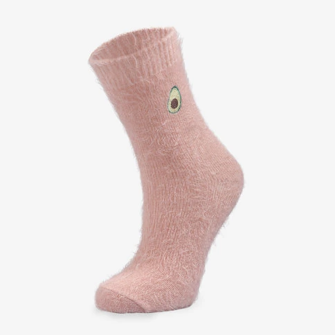 Bolero Avocado Embroidered Feather Pink Home Socks