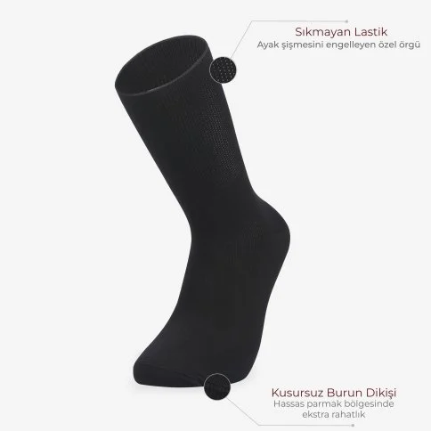 Bolero Bambu Siyah Diyabetik Şeker Çorabı - B27