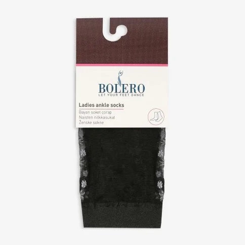 Bolero Çiçek Desenli Siyah Kısa Soket Çorap - N42