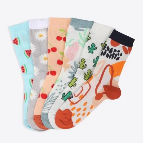 Bolero Kadın Eğlenceli 6'lı Renkli Çorap - E73
