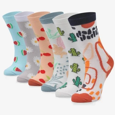 Bolero Kadın Eğlenceli 6'lı Renkli Çorap - E73