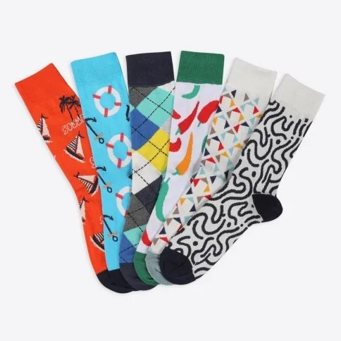 Bolero Erkek Eğlenceli 6'lı Renkli Çorap - E73