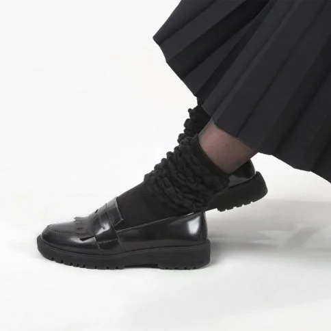 Bolero Büzgülü Kadın Siyah Bot Çorabı - B98
