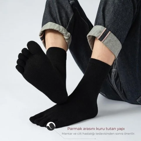 Bolero Erkek Siyah Mantar Önleyici Parmak Çorap - E54