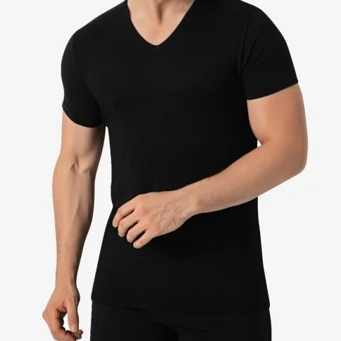 Bolero Erkek Siyah V Yaka Bambu T-shirt - M28