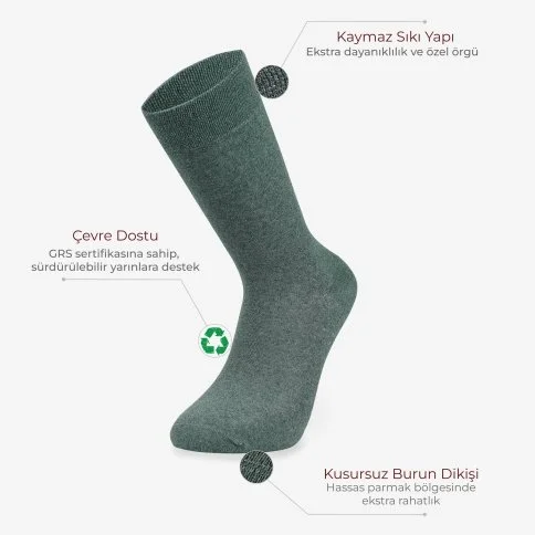 Bolero Green Geri Dönüşüm Çevre Dostu Recycled Çorap Olive - E96