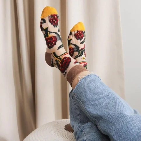 Bolero Japanese Korean Style Sheer Transparent Women's Socks Dragon Fruit