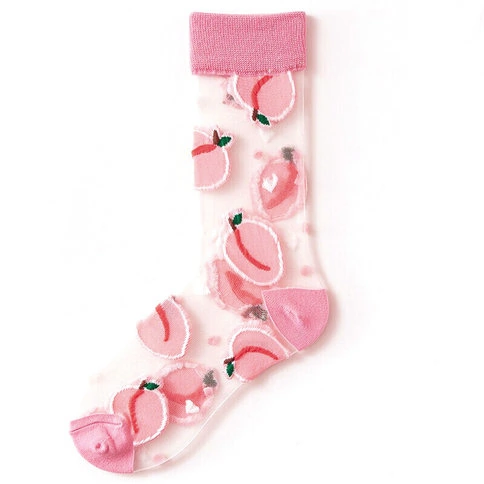 Bolero Japanese Korean Style Sheer Transparent Women's Socks Peach