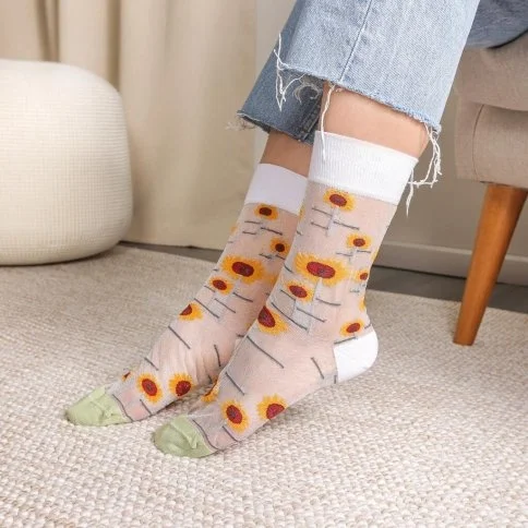 Bolero Japon Kore Tarzı Şeffaf Transparan Kadın Çorap Sunflower - B59